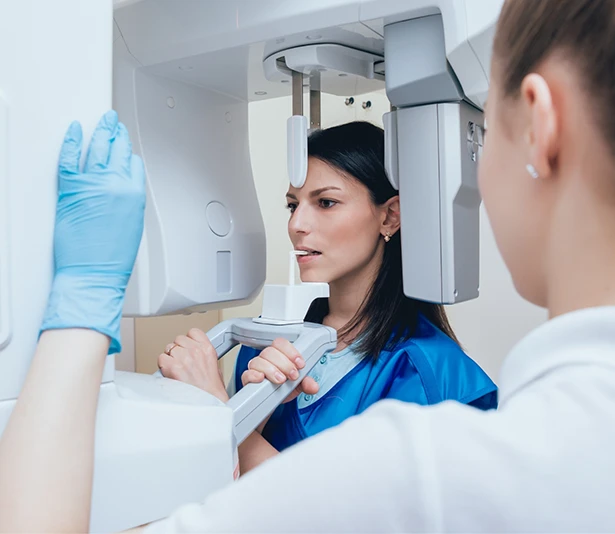 Patient receiving emergency dental care